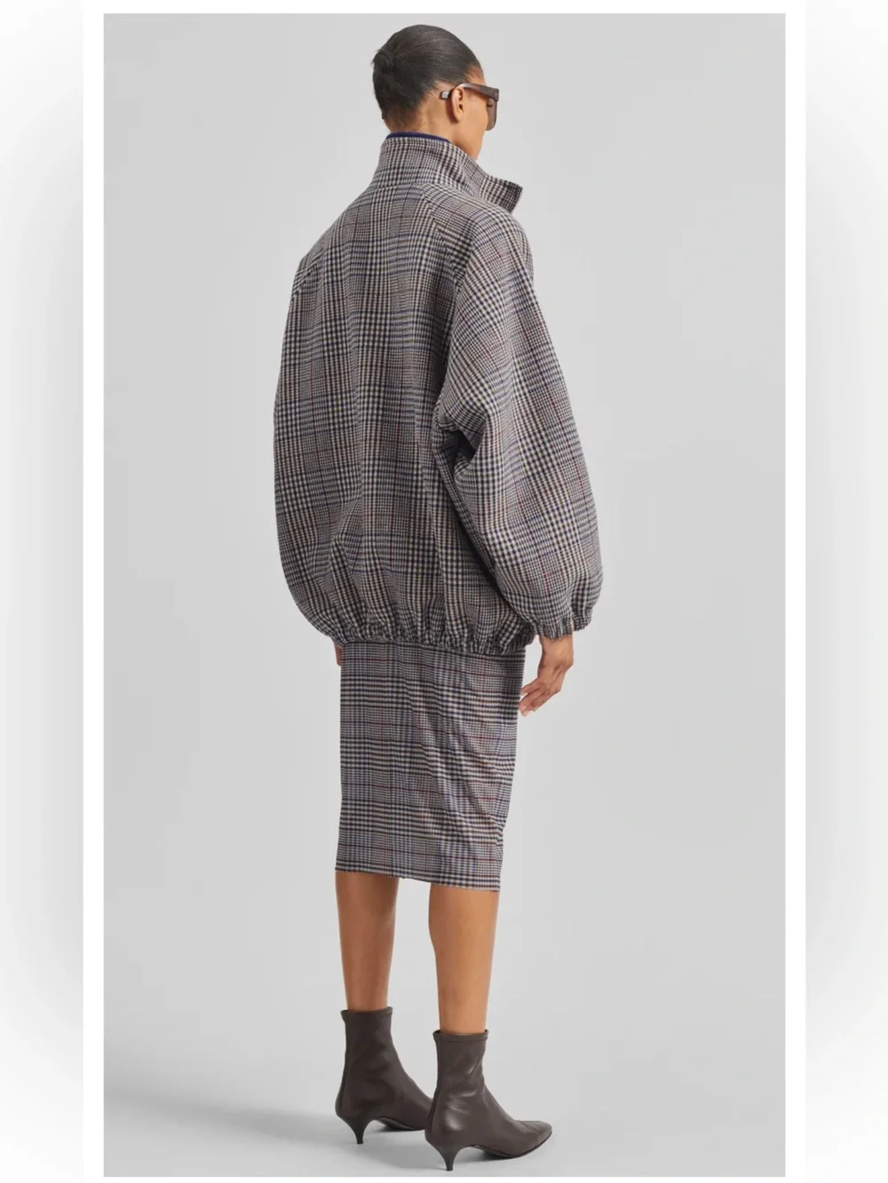 THE FRANKIE SHOP - BAXTER WOOL TRACK JACKET - BEIGE GLEN PLAID - Picture 9 of 15